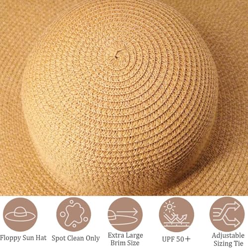 Sombrero playero de paja grande para mujer verano miniatura 6