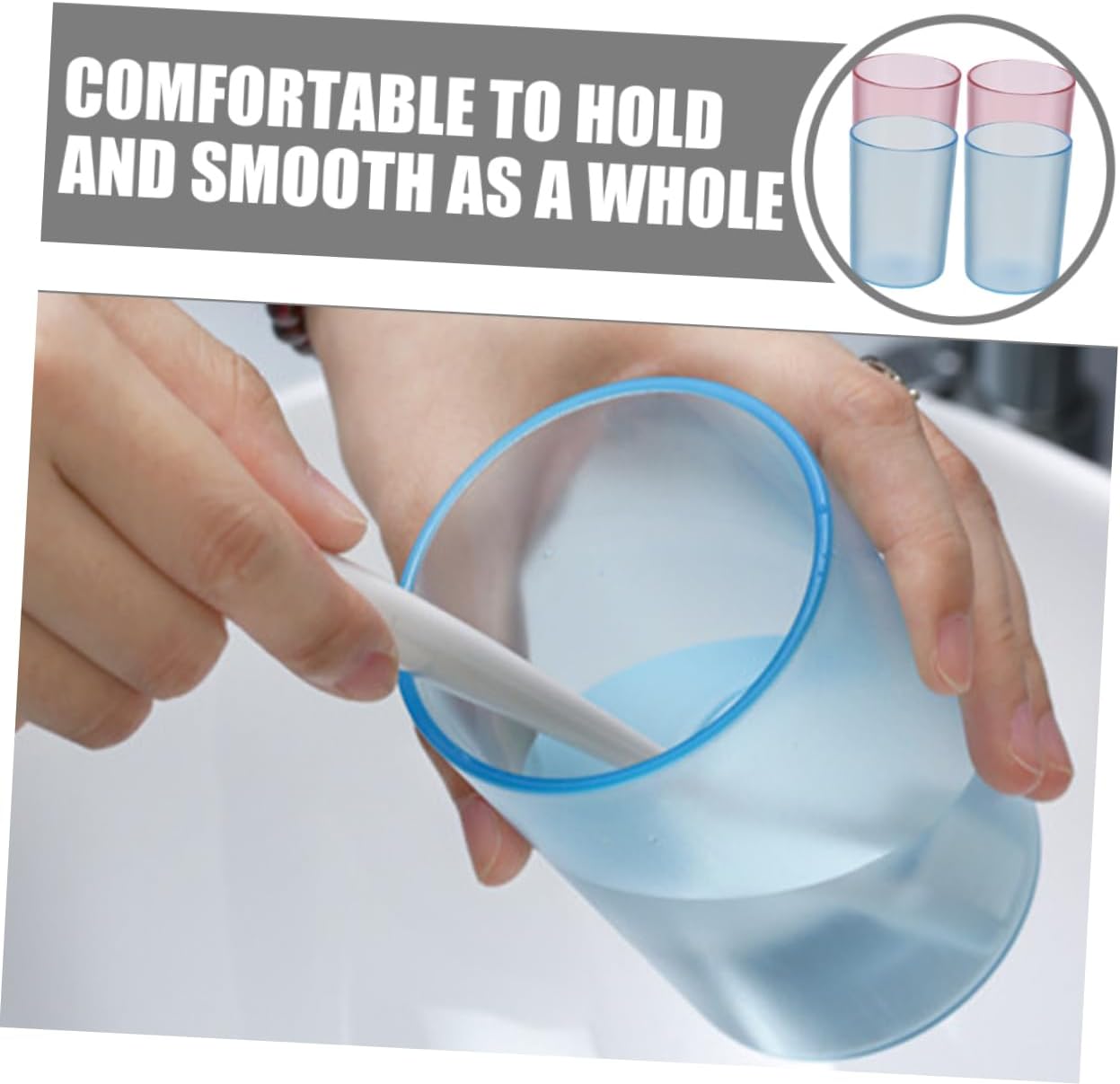 4pcs Transparent Reusable Couples Toothbrush Cups Multi-Functional Bathroom Tumbler for Mouthwash and Storage Lightweight Travel Cup for Home Use