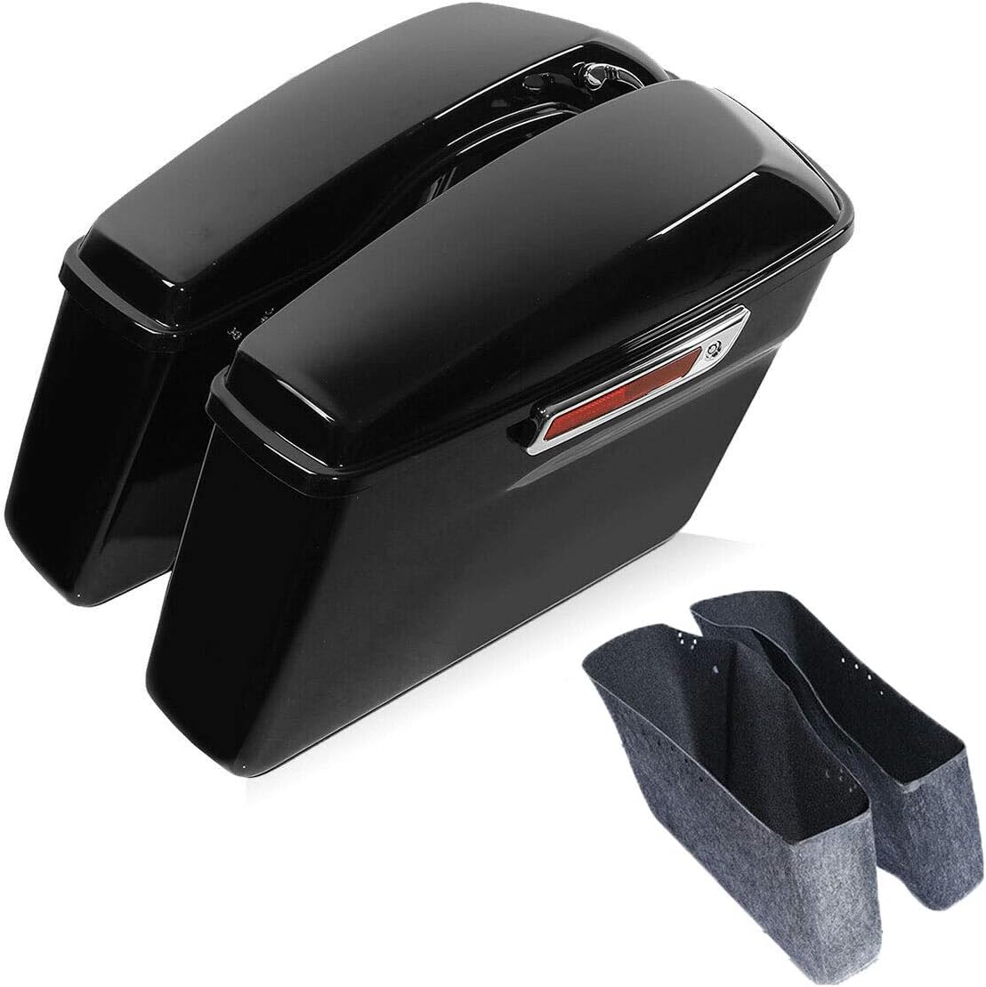 GreenL Vivid Black Hard Saddlebags with Chrome Latches Lock&Key Set