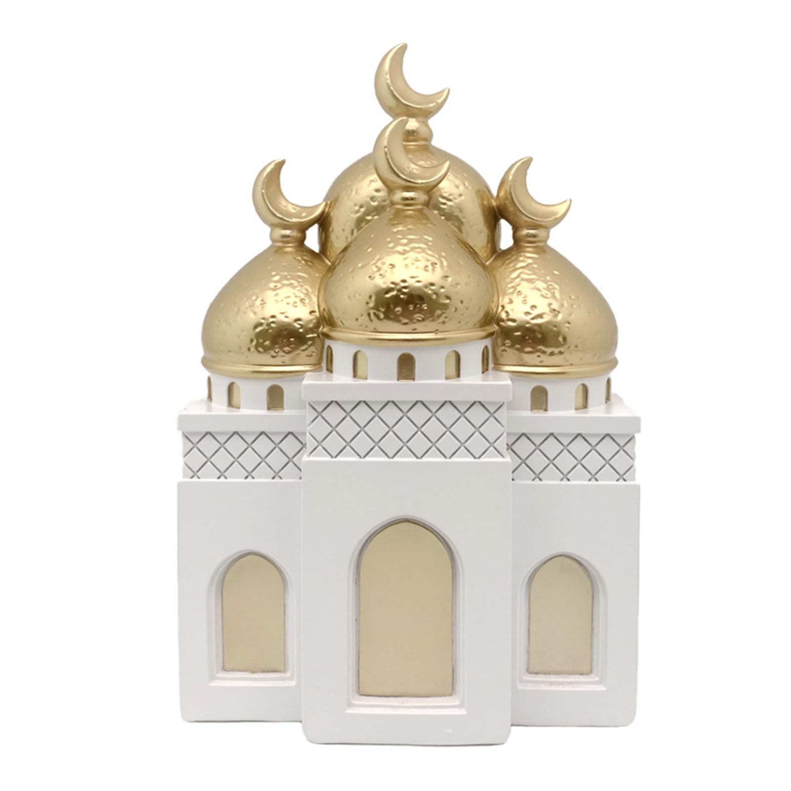 Hredyqw Ramadans Decorations for Eid Mubaraks Home Decorations Golden White Mosque Tower Craft Ornament for Shelf Table