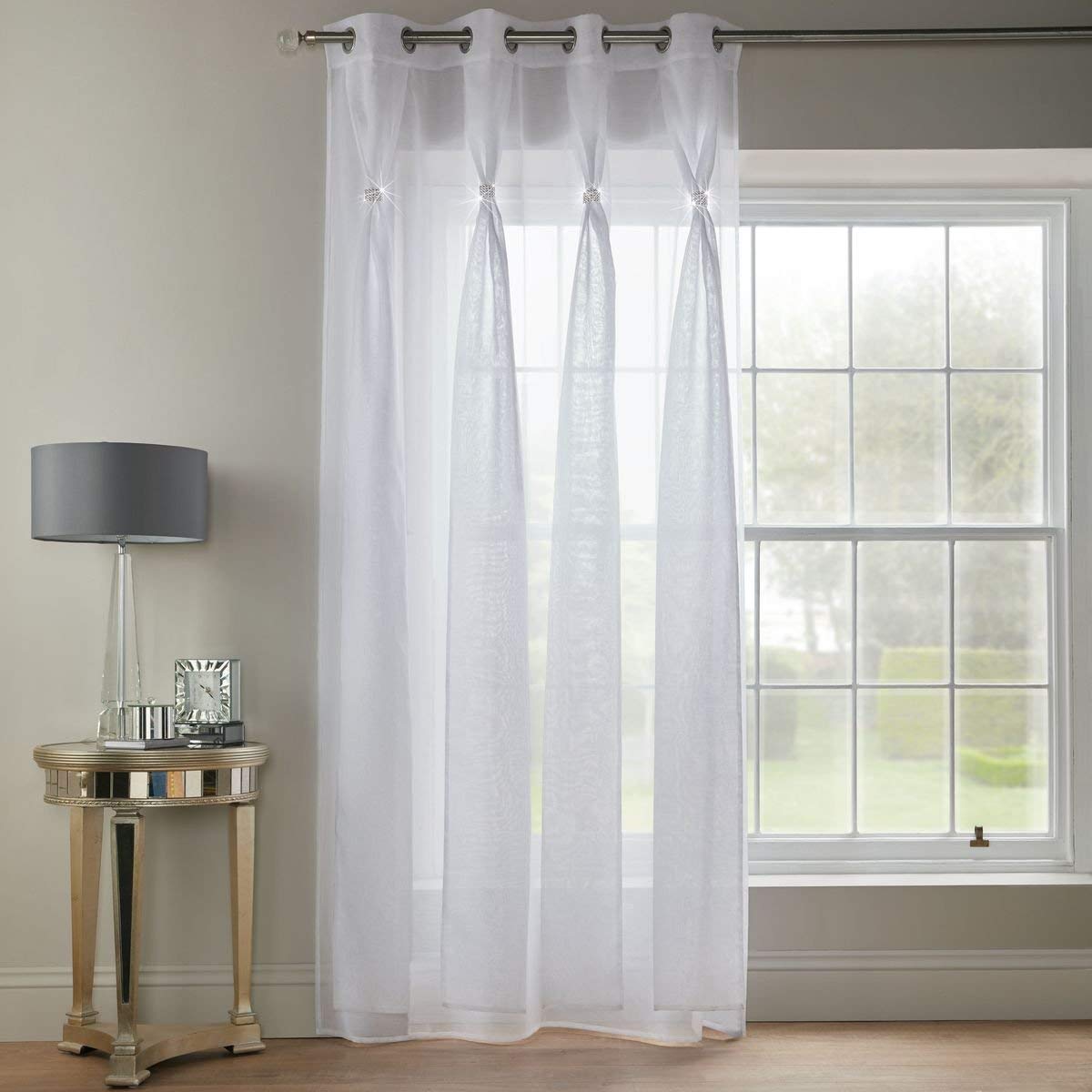 Luxury Living Diana Dolly Voile Semi-Sheer Eyelet Curtain Panel from B&Q