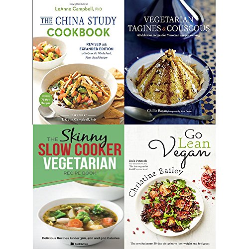 campbells crock pot recipes - China study cookbook, vegetarian tagines and couscous [hardcover], slow cooker vegetarian recipe book and go lean vegan 4 books collection set