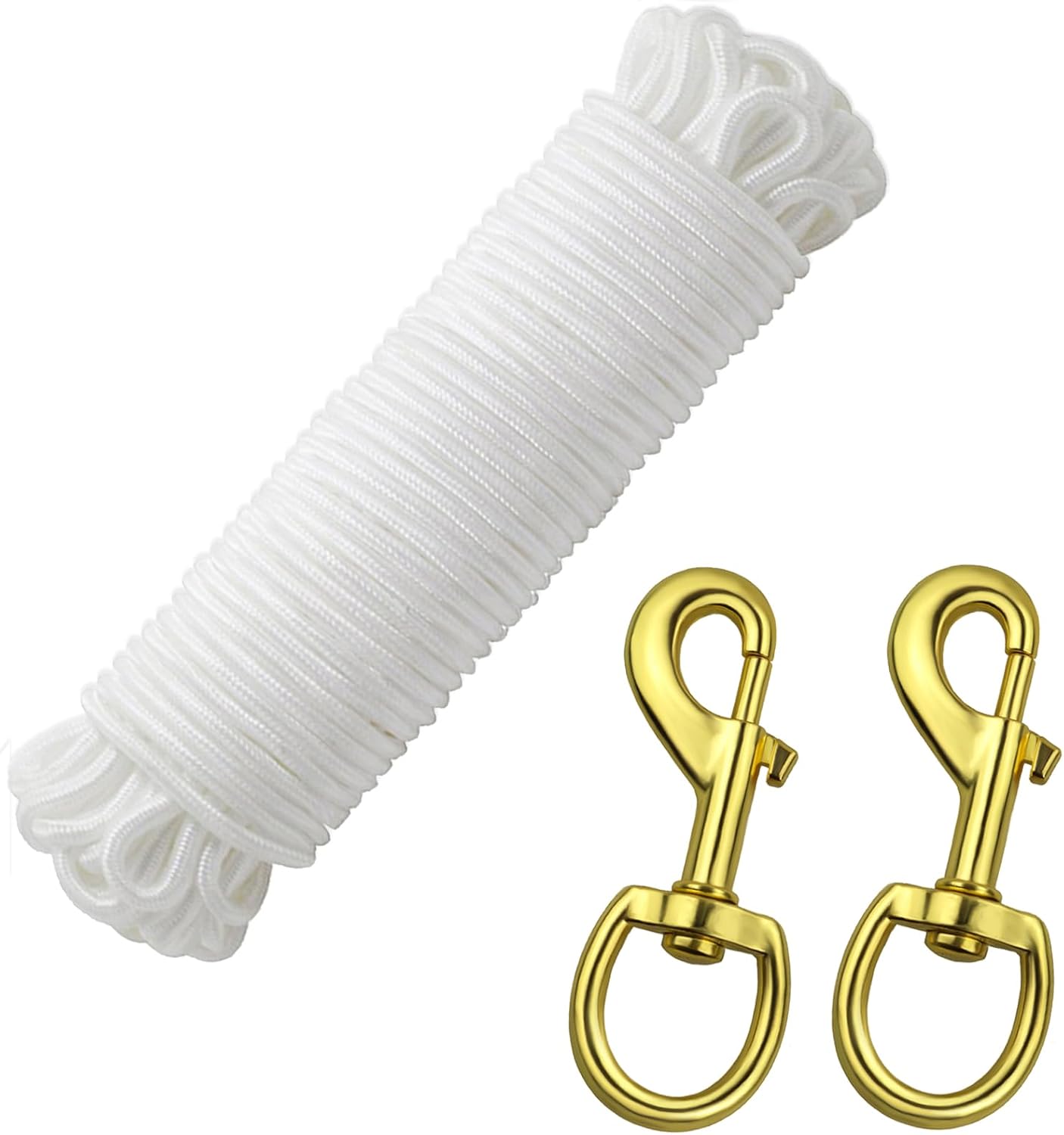 50 Ft Flag Pole Rope with Swivel Snap Hooks – Versatile Use Kit