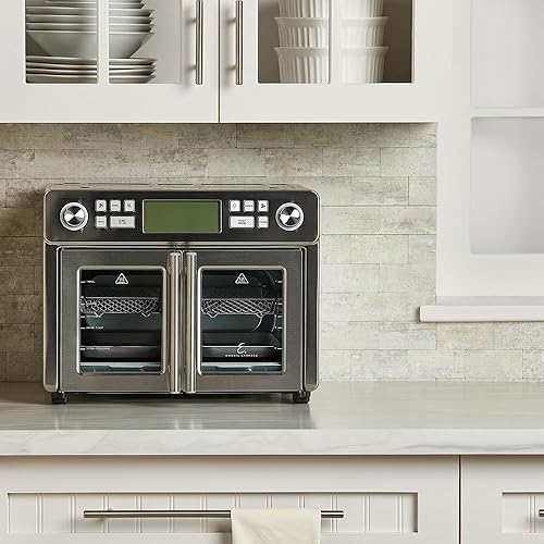 Miniatura 6 de Emeril Lagasse Combo de horno freidora de aire 360 de doble zona con puerta francesa, 25 cuartos de galón extra grande, cocina dos alimentos de