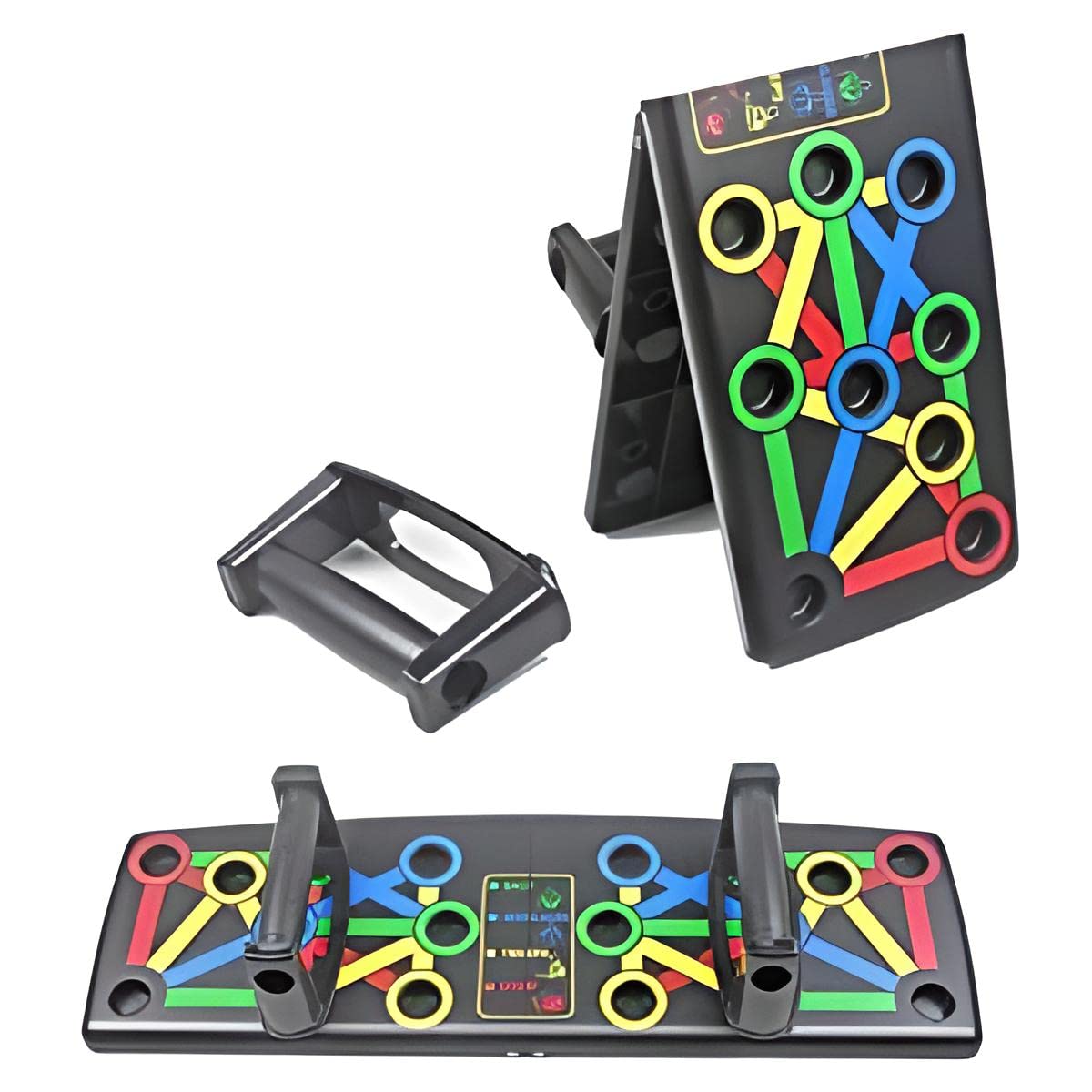 Lazyowl Push Up Board System: 16 in 1 Push Up Stand, Exercise Board for Chest Workout, Multi-Functional Foldable, Non-Slip, Comfortable Handles, ABS Plastic, Multi Color