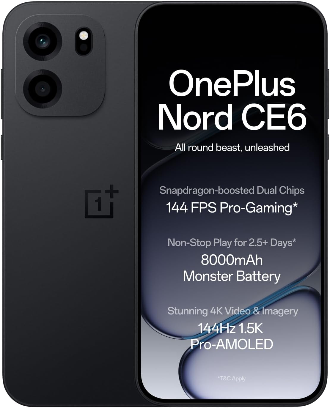 Nord CE6 Dual-SIM 256GB ROM + 8GB RAM (GSM Only | No CDMA) Factory Unlocked 5G Smartphone (Pitch Black) - International Version