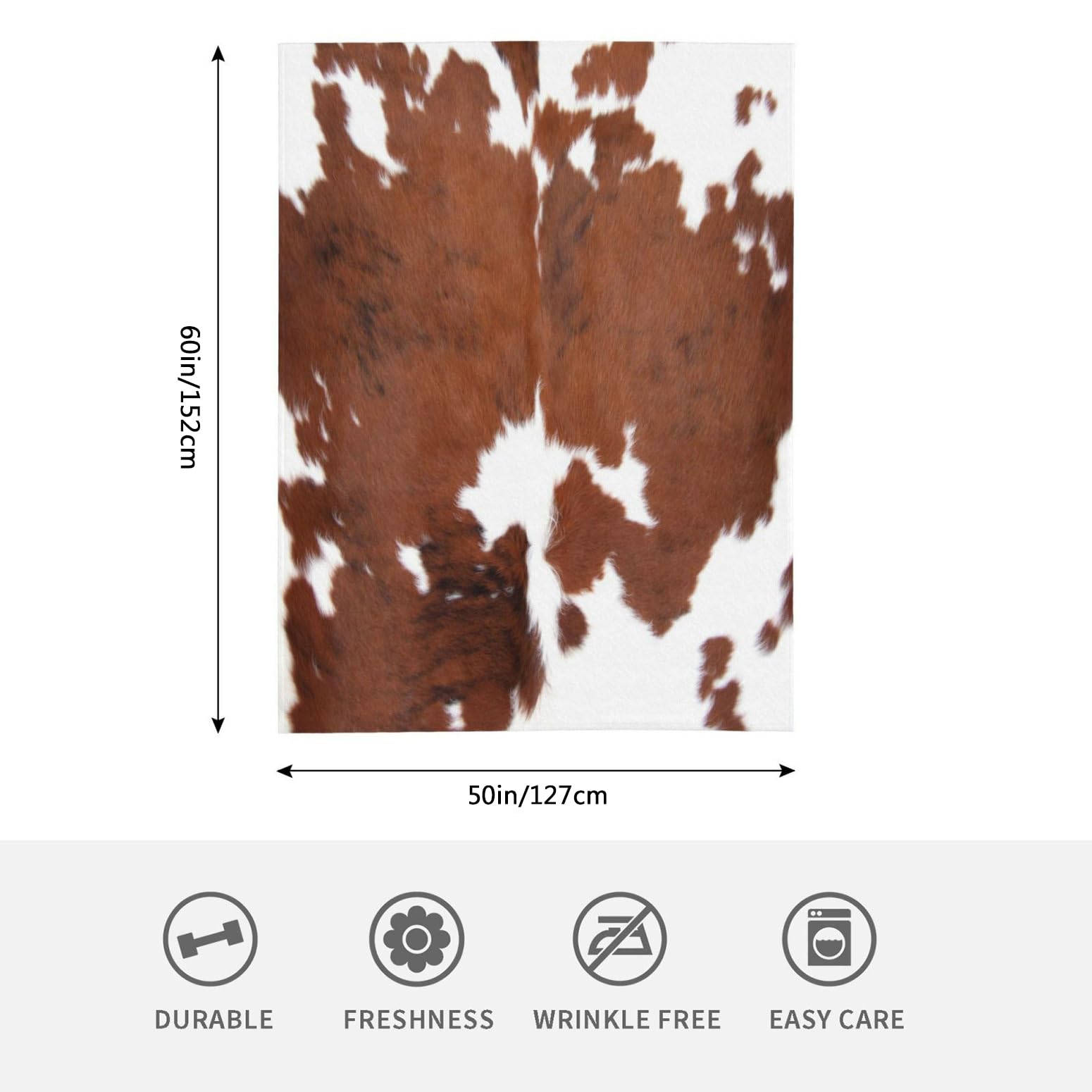 HGOD DESIGNS Couverture polaire en flanelle légère avec motif imprimé peau de vache pour lit, canapé, voyage, cadeau d'anniversaire pour adolescents, 130 x 150 cm