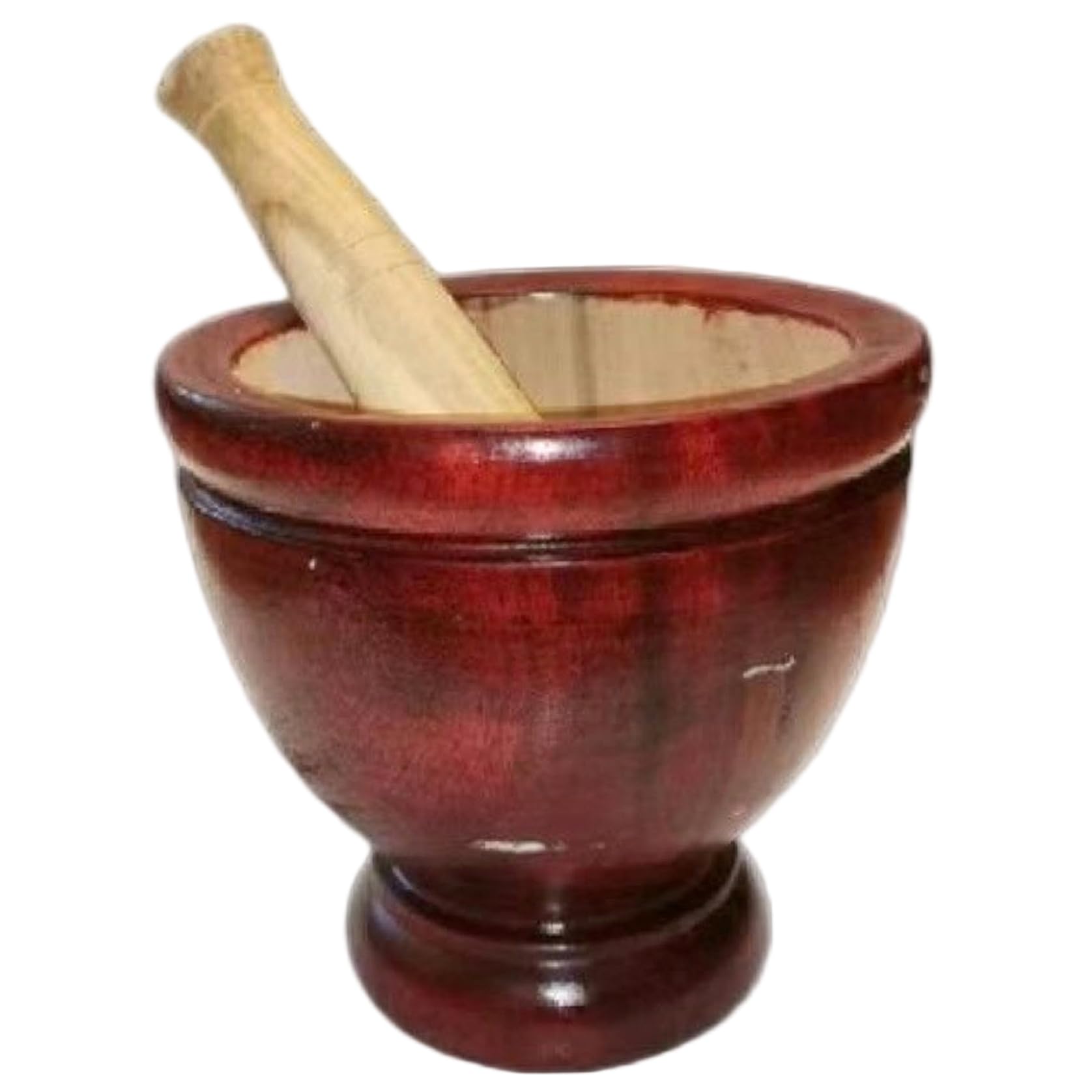 Mortero y maja de madera, 6 pulgadas seguro manual Natrua Juego de mortero y maja de madera Herramienta de cocina tailandesa para moler hierbas, ajo, ensalada de papaya