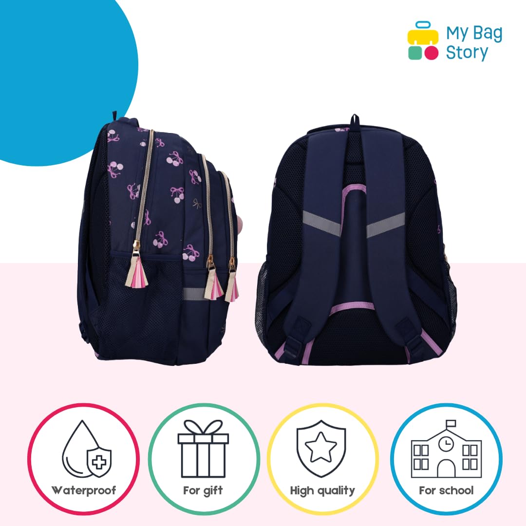 mybagstory | Sac à Dos | Motif Cerises | Bleu 44cm