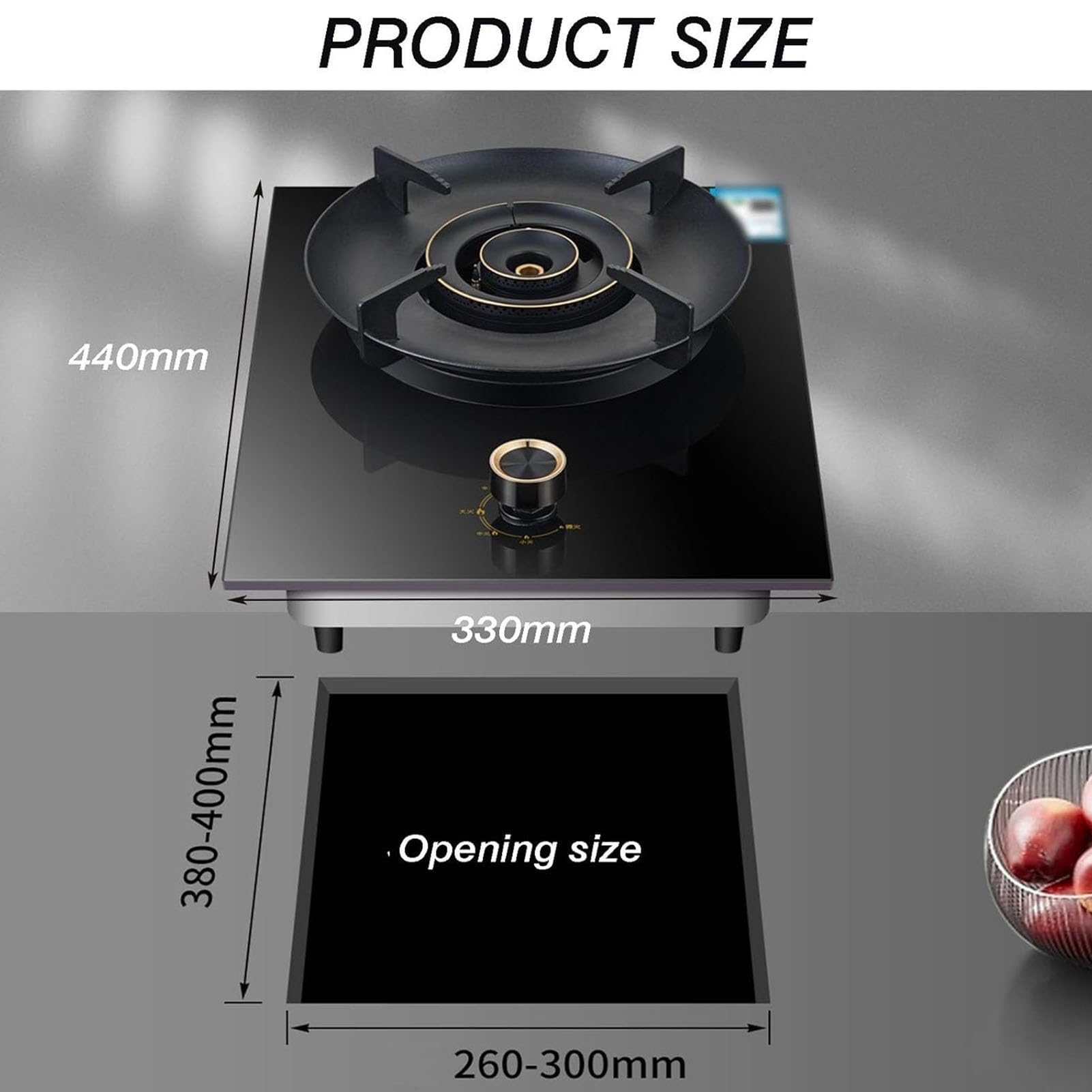 Gaziniere Gaz 5 KW, Régulateurs De Cuisson En Acier Inoxydable Pour Usage Intérieur, Protection Contre L'extinction De La Flamme, Support À Casseroles En Fonte(LPG)