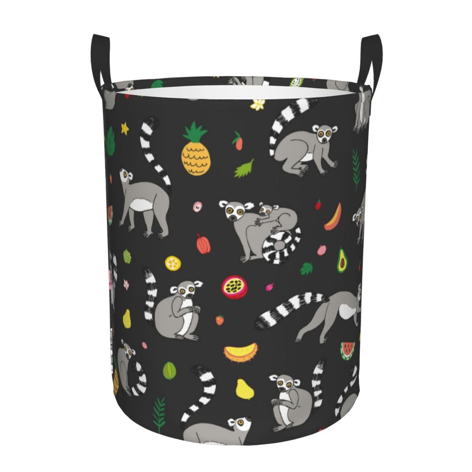Laundry Basket Raccoon and Fruits Laundry Hamper Waterproof Idea Hampers Large Collapsible Baskets with Handle Suitable for Bedroom Bathroom Utility Room Kitchen