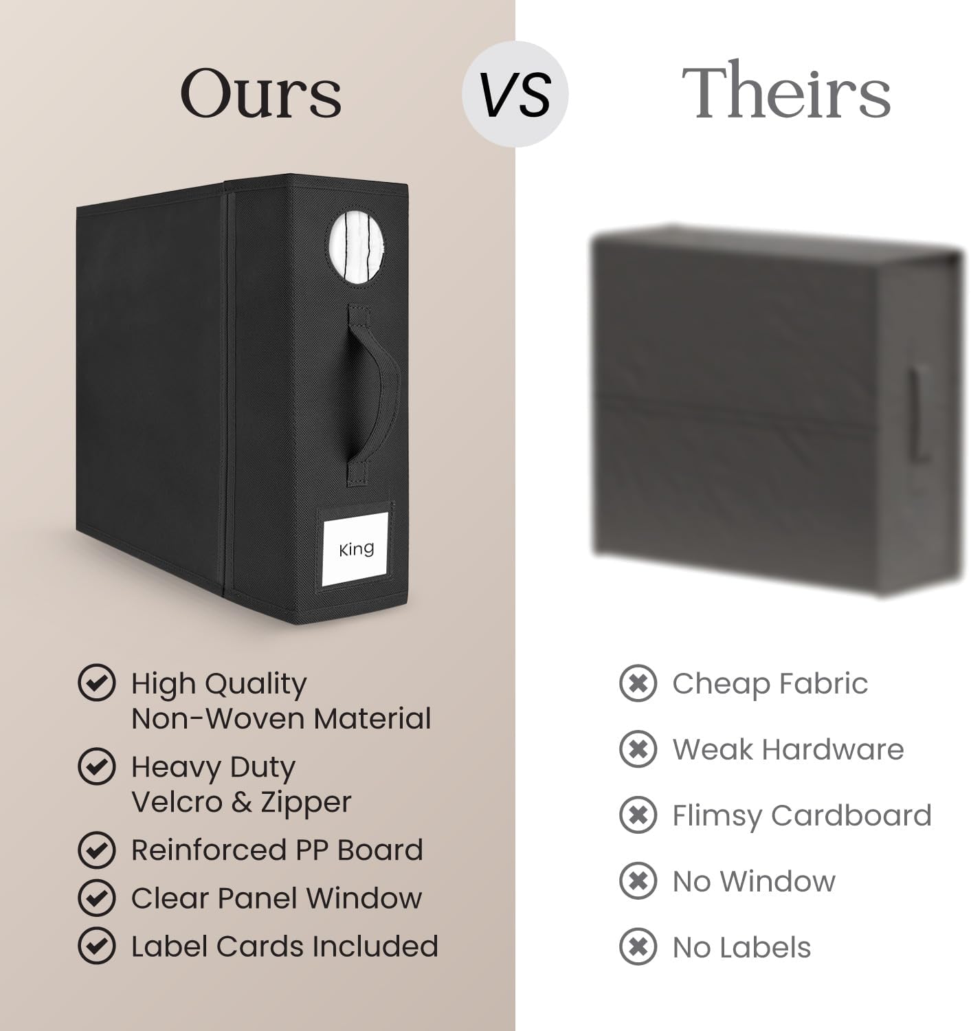 4 Pack Bed Sheet Organizer and Storage, Foldable Storage Bed Sheet Organizer for Linen Closet with Viewing Window & Label for Bedding Sheets & Blankets (Queen & King Size) Black