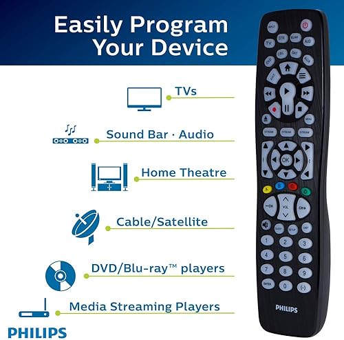 Miniatura 2 de Philips Control remoto universal retroiluminado, funciona para Samsung, Vizio, TCL, HiSense, Sony, RCA, Panasonic, Roku, Apple TV, Smart TV,