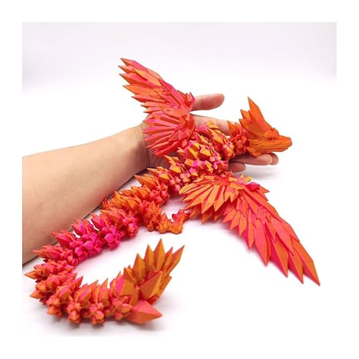 8.6 Inch 3D Printed Red Dragon with Wings Collectible Figurine for Home Office Executive Desk Decor