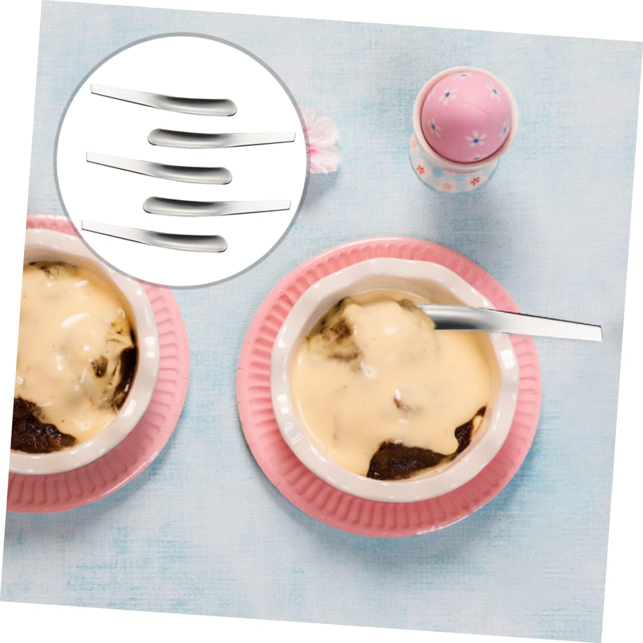 1set Stainless Steel Egg Spoons Breakfast Serving Spoons Kitchen Utensils for Desserts and Stirring Easy to Clean and Maintain 5pcs