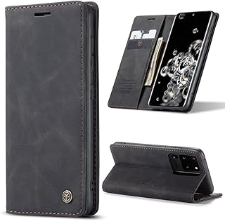 Phone Case Compatible with Samsung Galaxy S20 Ultra Luxury PU Leather Flip Cover Magnetic Card Slot Functional Stand Cover Compatible with Samsung Galaxy S20 Ultra (Black)