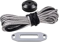 Vista 60 de Cuerda de cabrestante sintética amarilla de 50 pies x 1/4 + guía Hawse + tope de goma para ATV UTV SUV camión KFI Ramsey