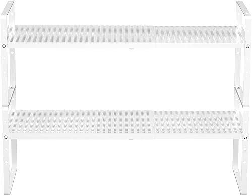 Redrubbit Estante de almacenamiento grande expandible para gabinete altura ajustable acero de metal estantes organizadores de encimera de cocina