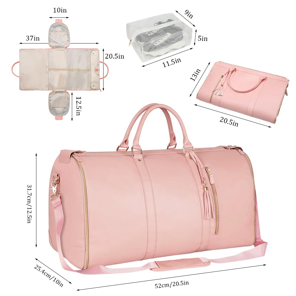 Borsa da viaggio pieghevole, borsa da viaggio, pieghevole, grande borsa impermeabile pieghevole, in materiale PU, bagaglio a mano trasformabile (rosa)