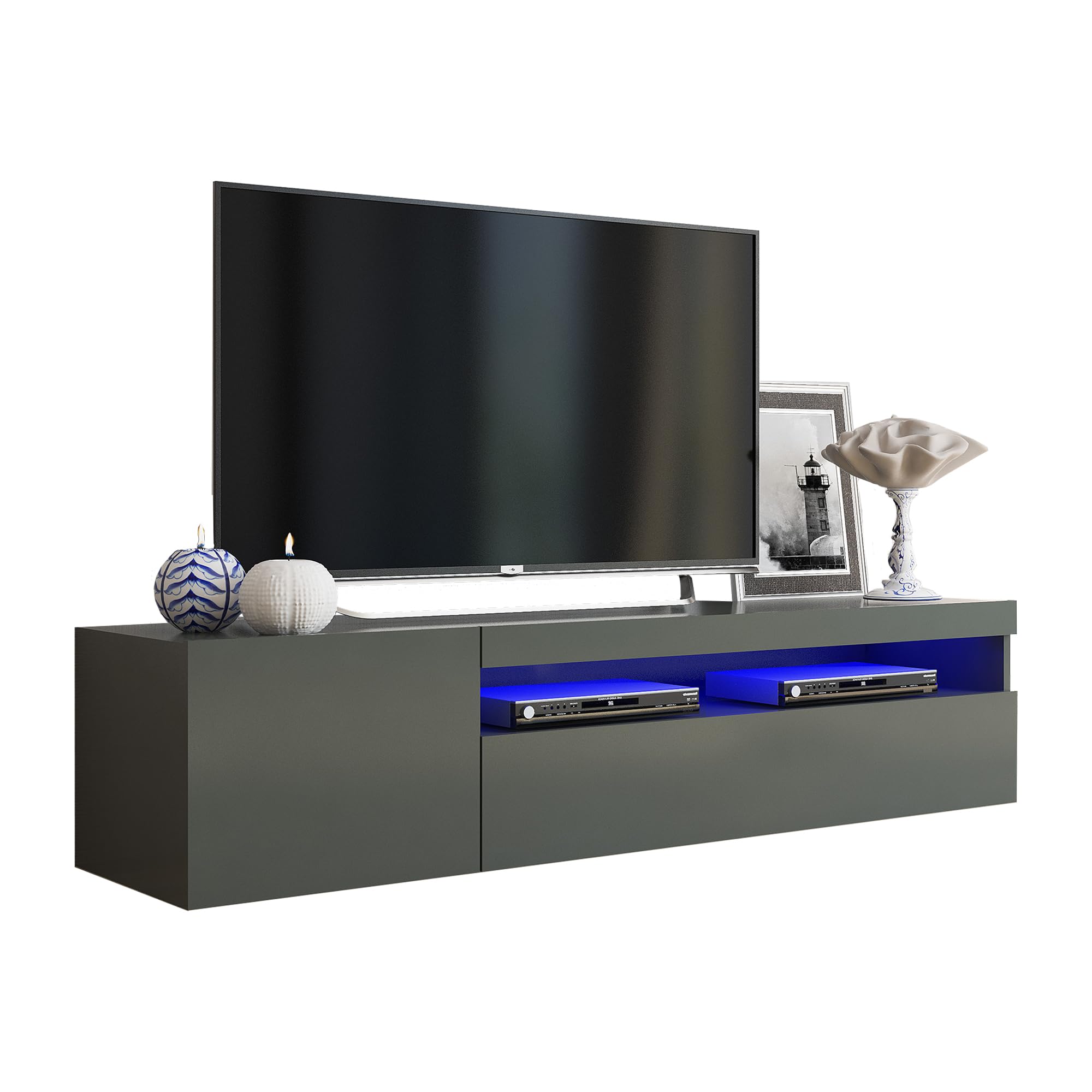 WHOUS Meuble TV, Anthracite, 150cm