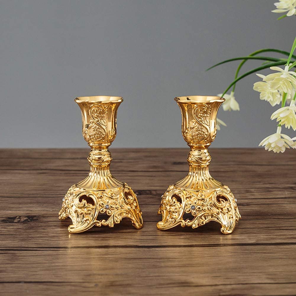 2 Pezzi portacandele Shabbat da 3,9 Pollici portacandele Conici,portacandele ornati per Decorare la casa centrotavola Matrimonio Ufficio - Oro