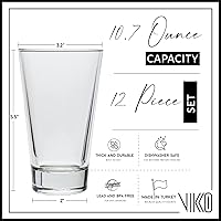Vista 2 de Vikko Drinking Glasses, 10.7 Ounce Drinking Glasses, Pack of 12 Crystal Clear Glass Cups for Water or Juice, Elegant Glass Tumbler & Water Glasses
