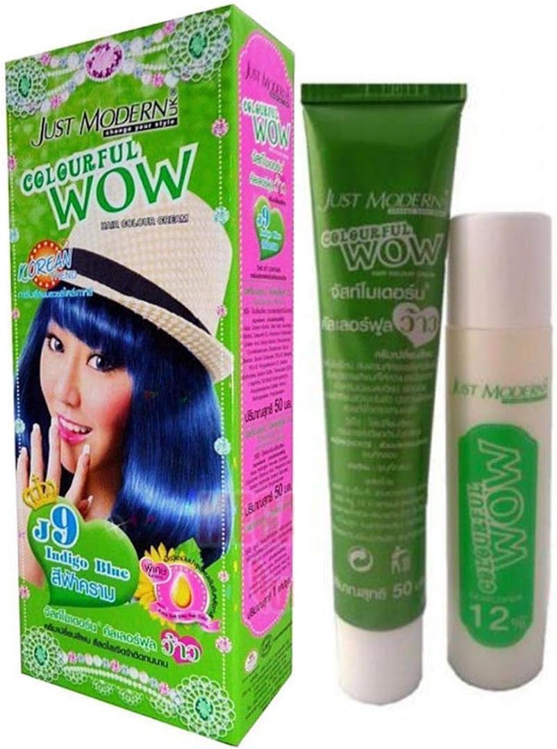 Just Modern Colourful Wow Hair Color Permanent Cream Dye Indigo Blue J9..
