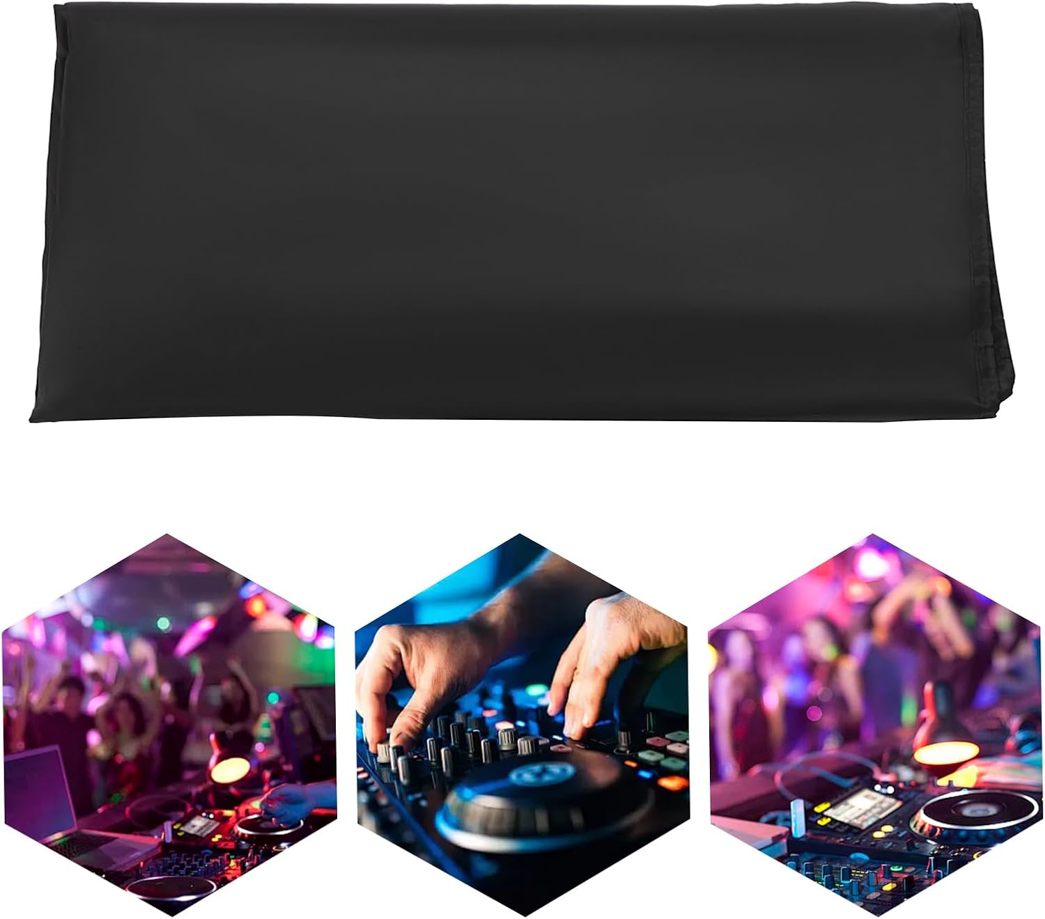 DJ Display Stand Scrims, DJ Event Booth Facade Scrims, Portable DJ Facade Booth Table Scrims, DJ Facade Portable Event Cover for DJ Display Stands Black 47.6 * 23.6 * 45.3in