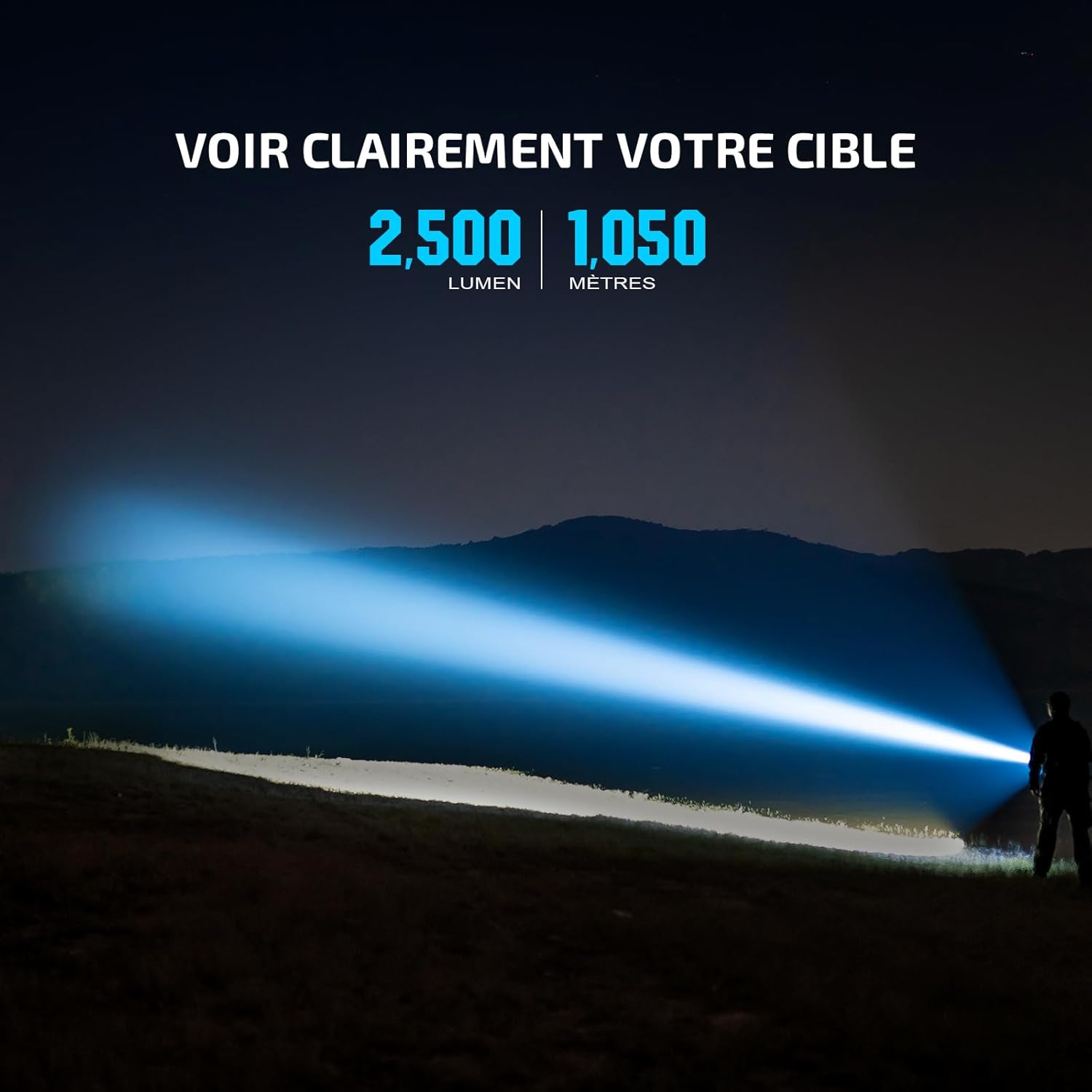 Explodoval view diagram of the OLIGHT Javelot Pro 2 flashlight showing its individual components.