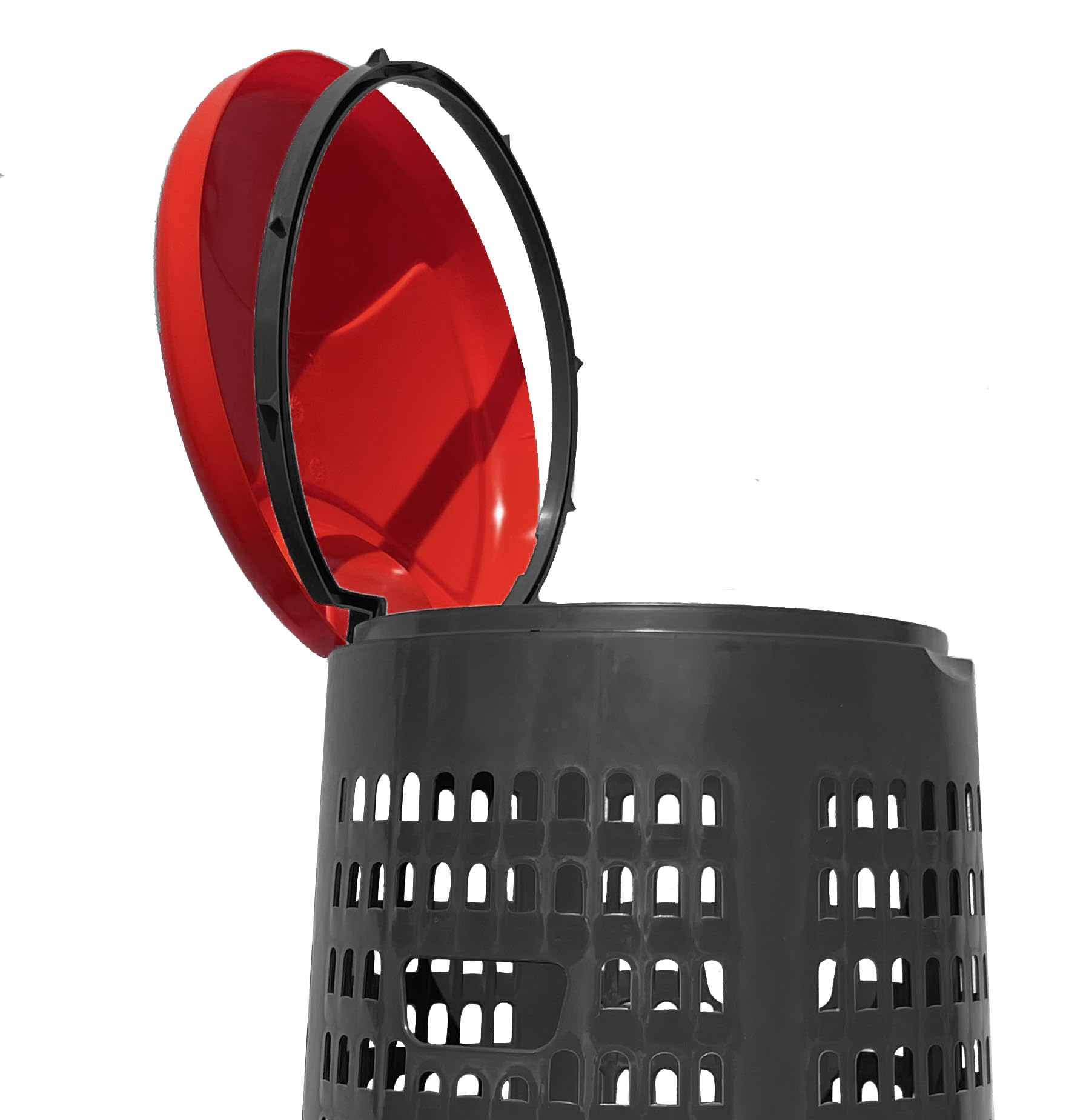 Mobil Plastic – Portasacco Trespolo 110 Litri per Raccolta Differenziata – Bidone Rifiuti con Coperchio – Plastica Resistente – Grigio con coperchio Rosso