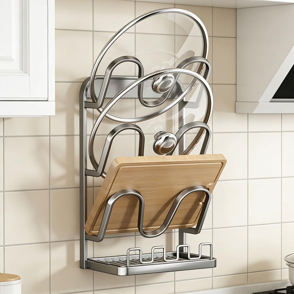 Modern Pots Lid And Utensils Holder With Sturdy Construction Ideal For Tidying Cooking