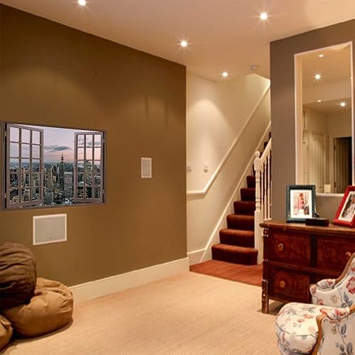Miniatura 3 de City Building View Pegatinas para Pared De Cuarto,Brown Window Headboard Sticker Kitchen Oil Proof Wall Stickers Garage (W)47.3"X(H)35.4"