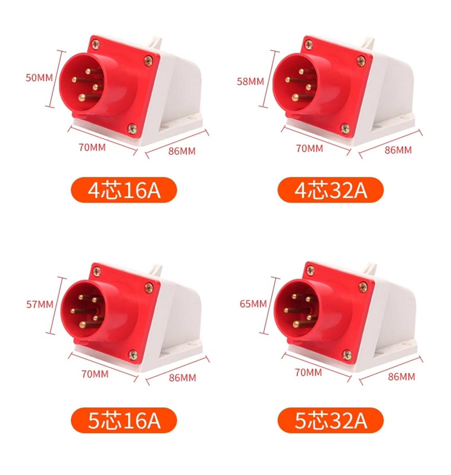 Spina inversa for apparecchiature industriali 5 Core 32A Connettore for Spina Aviazione Impermeabile Docking 380(Surface Mounted Reverse Insertion)