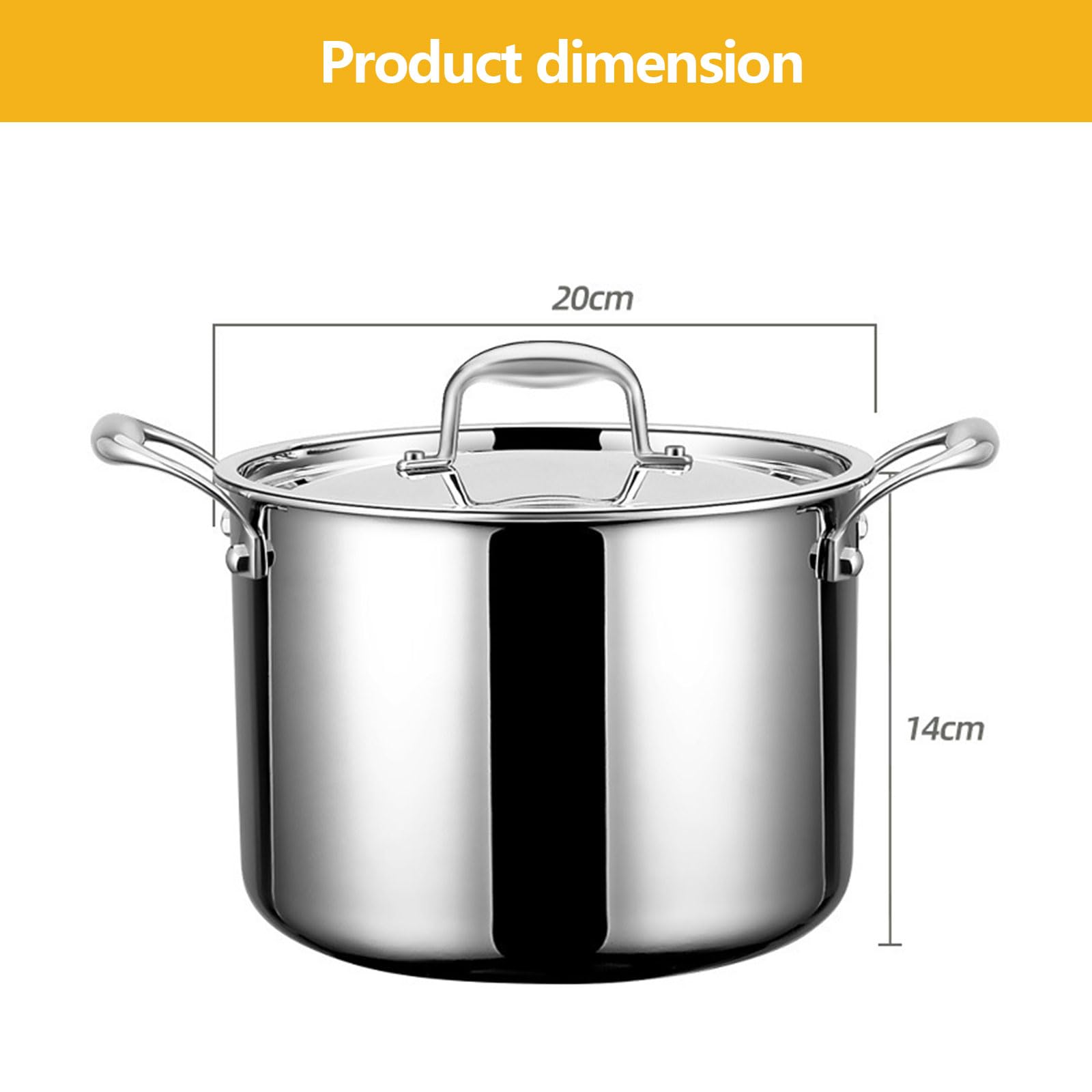 Robuster 20 cm Suppentopf aus Edelstahl 316 – Vielseitiger Dampfgarer und Kochtopf mit Deckel für Eintöpfe, Knödel, Saucen und Suppen – Langlebiges Kochgeschirr für Hobbyköche