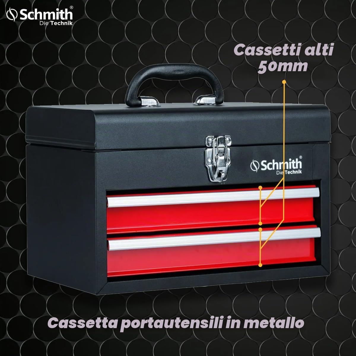 Cassetta Degli Attrezzi Vuota - Cassetta Degli Attrezzi in Metallo - Armadietto Portautensili con Cassetti (2 pezzi) - per garage, guide con cuscinetti a sfera, portata 20 kg, 2 serrature