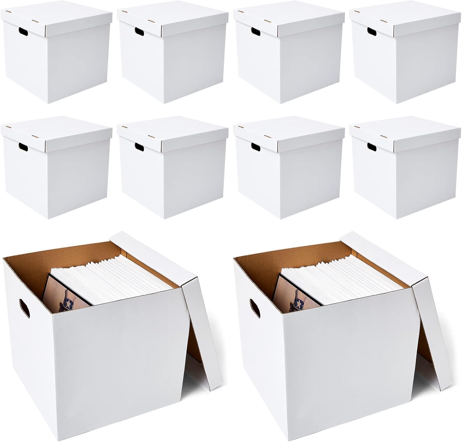10 Pieces Vinyl Record Storage Boxes 15.4 x 15 x 14.2 Inch
