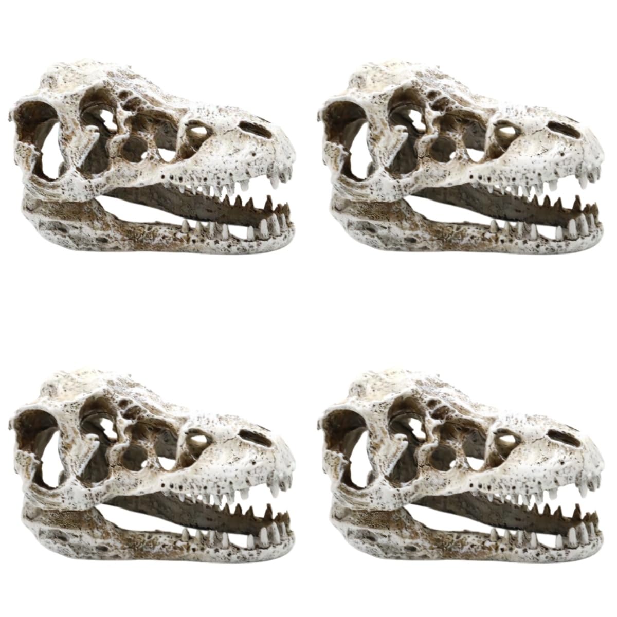 Dinosaurier-Schädel Aquarium Dekoration, Harz Fischbecken Deko, 15x9x8cm, Versteck für Fische, Reptilien Unterschlupf Höhle, Set 1 2 4 (Groß 4 STK.)