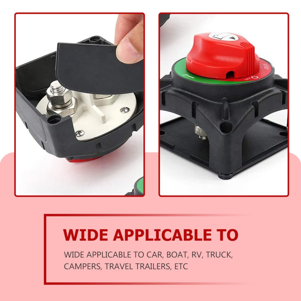 POPETPOP Interrupteur de Déconnexion de Batterie 600A en Plastique et Laiton pour Bateau et Voiture Fonction Marche-Arrêt et Protection