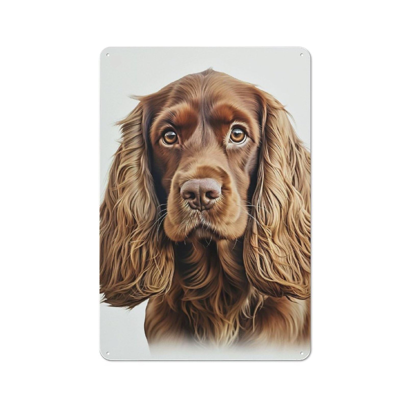 Junmoney Portrait Of A Brown Cocker Spaniel Modern Vintage Office Metal Sign 30X20cm, Creative Space Decor For Home Office, Reading Corner Or Bedroom