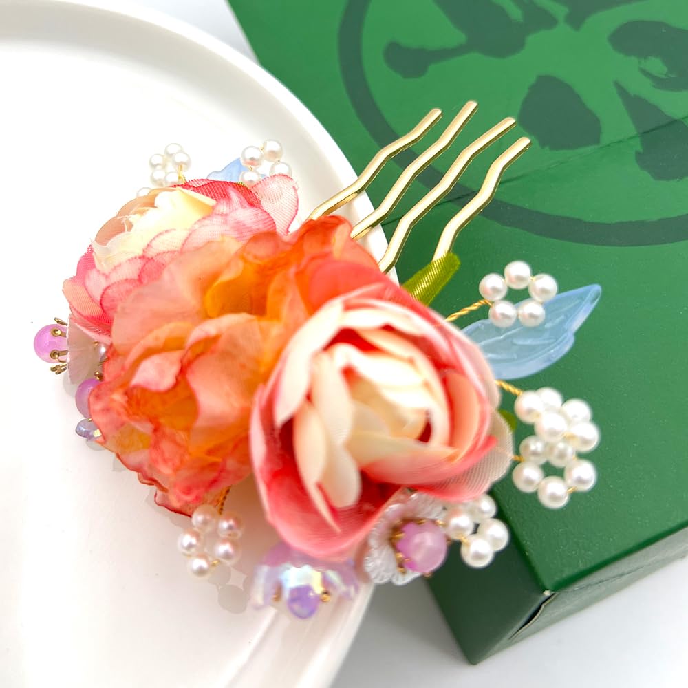 Forcina per capelli Hanfu con perle di rosa e orchidea, antica forcina cinese, forcina per capelli classica, elemento Han (rosa e orchidea)
