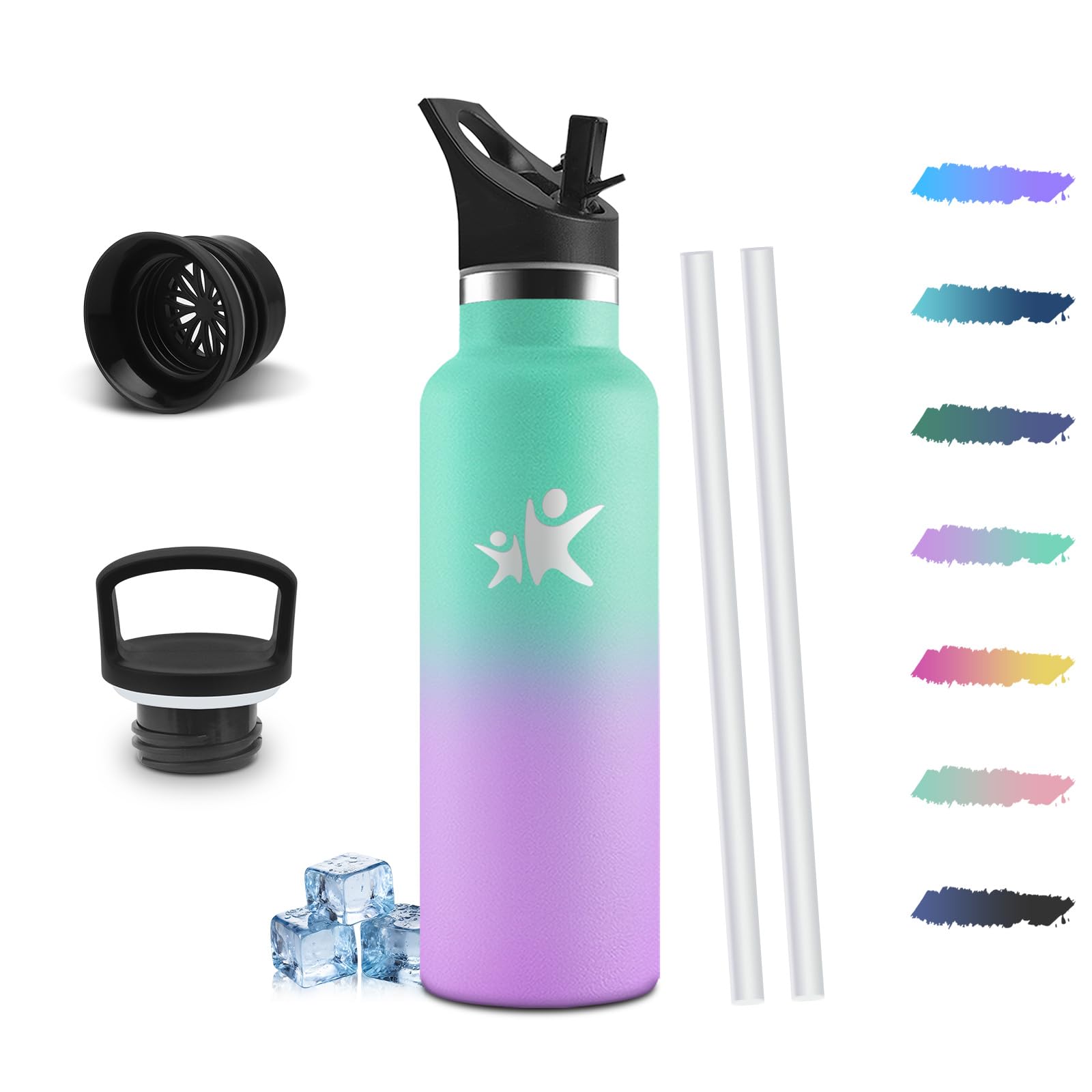 Mulbijeo Thermal Water Bottle with Straw, 500ml 18/8 Stainless Steel, Thermos, BPA-Free and Leakproof, Gym Bottles, Water Bottles, for School, Sports, Travel, Water Bottle