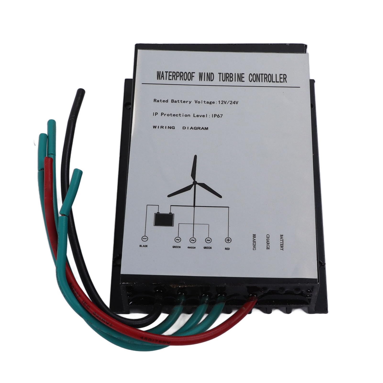 Ejoyous Generatore Eolico 400W Piccola Turbina Eolica con 3 Pale in Fibra di Nylon Generatore Trifase a Magneti Permanenti Bassa velocità di Avvio Imbardata Automatica per Uso Marino Fattoria (DC24V)