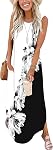 WNEEDU Maxi Robes 2026 Robe sans manches d'été Casual Couvrez les robes longues de sundish avec des poches pour femme