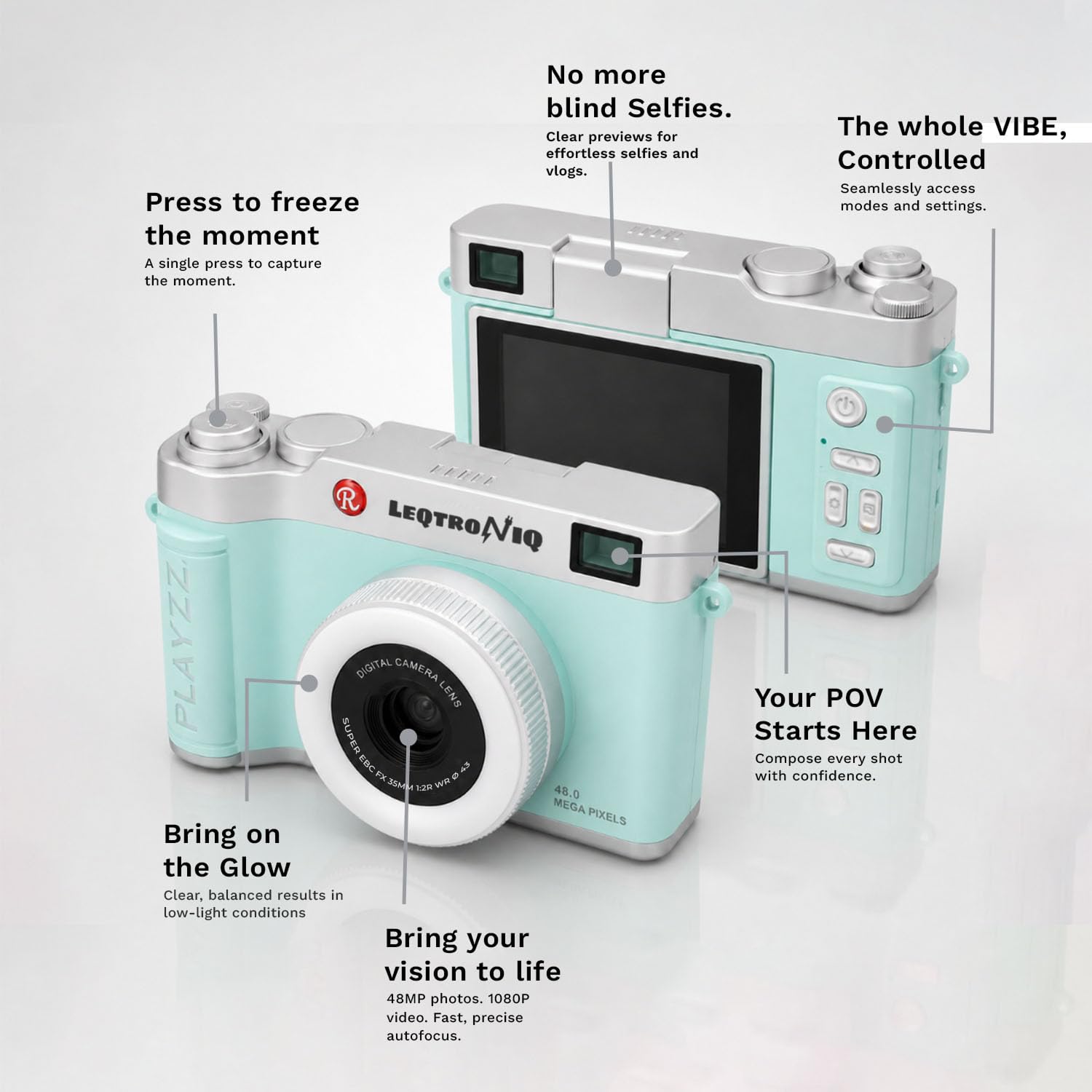 LEQTRONIQ Playzz 48MP Digital Camera - Teal -3 LEQTRONIQ Playzz 48MP Digital Camera - Teal -3