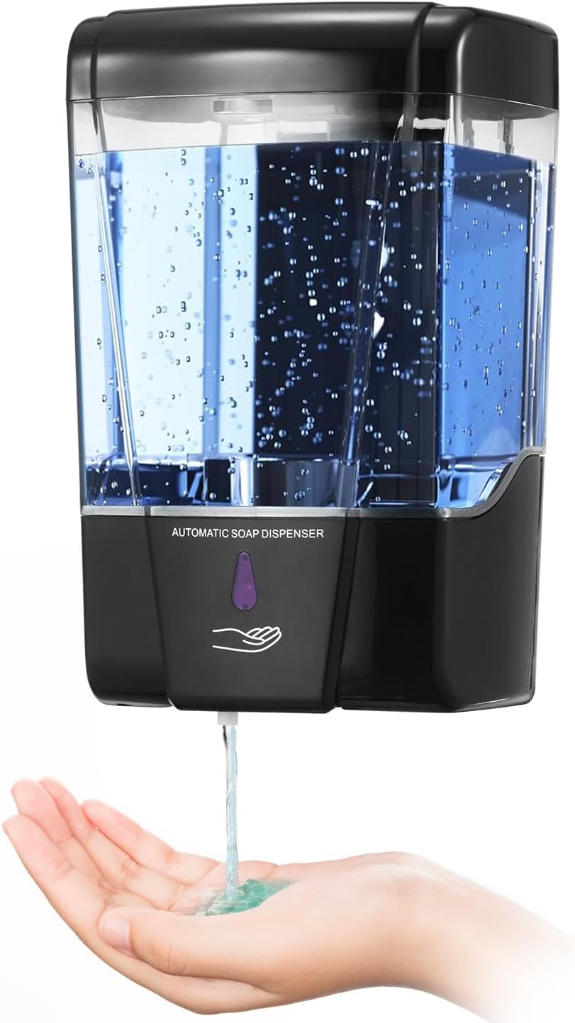 4 Pack Automatic Soap Dispenser Touchless,600 ml / 20 oz Commercial Hand Soap Dispenser,Wall Mount Hand sanitizer Dispenser for Bathroom Offices Home Kitchen Hotel（Black）