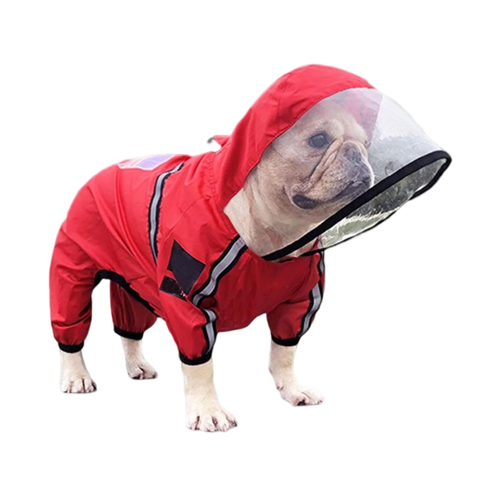 PETCUTE Chubasquero para Perros con Capucha,Impermeable para Perros con Collar Agujero y Tiras Reflectoras Seguras,Chaqueta para Cachorro Resistente al Agua para Perro Pequeño Medianos