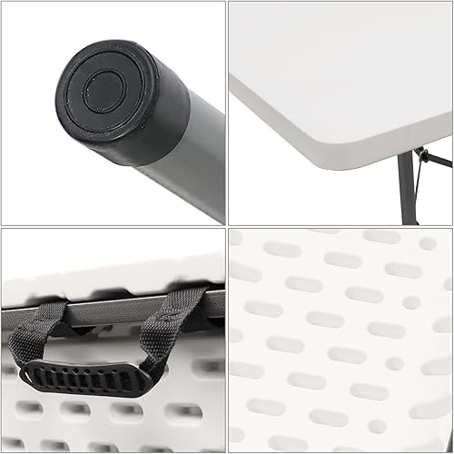 Miniatura 9 de AJP Distributors Mesa plegable portátil de plástico de 4 pies 4 pies 48 pulgadas, parte superior resistente con asa de transporte, interior y