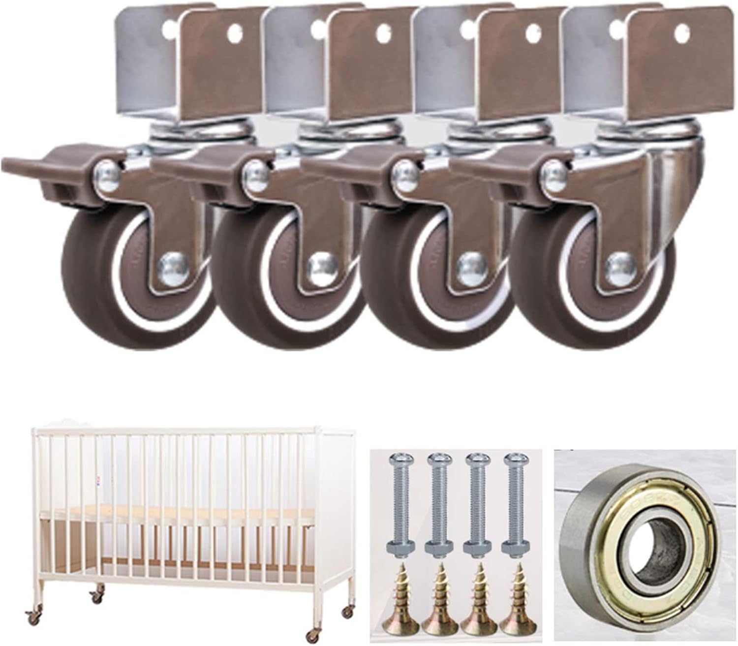 1" 25mm Crib Swivel Caster Wheels with UBracket,Furniture