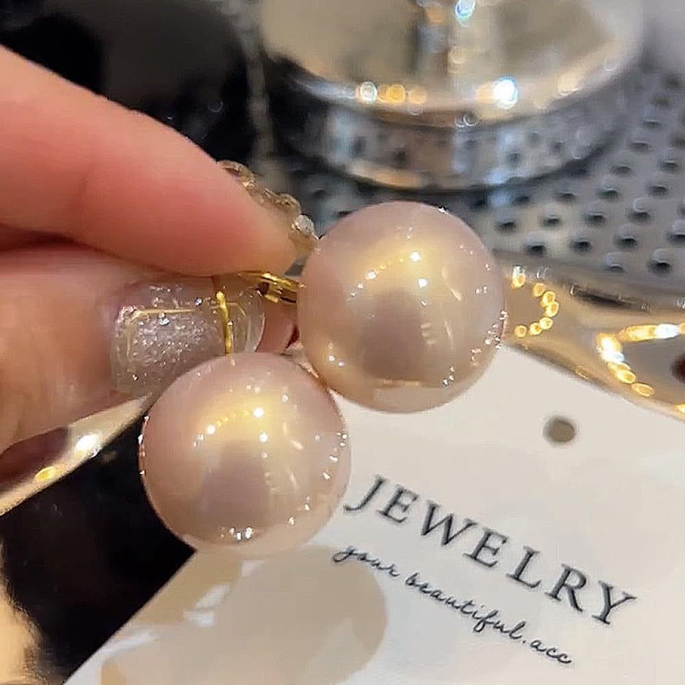Large Pearl Earrings for Women Dainty 20MM Big Pearl Drop Dangle Earrings Hypoallergenic Gold Hoop Earrings Trendy Birthday Jewelry Accessories Gifts - Image 5
