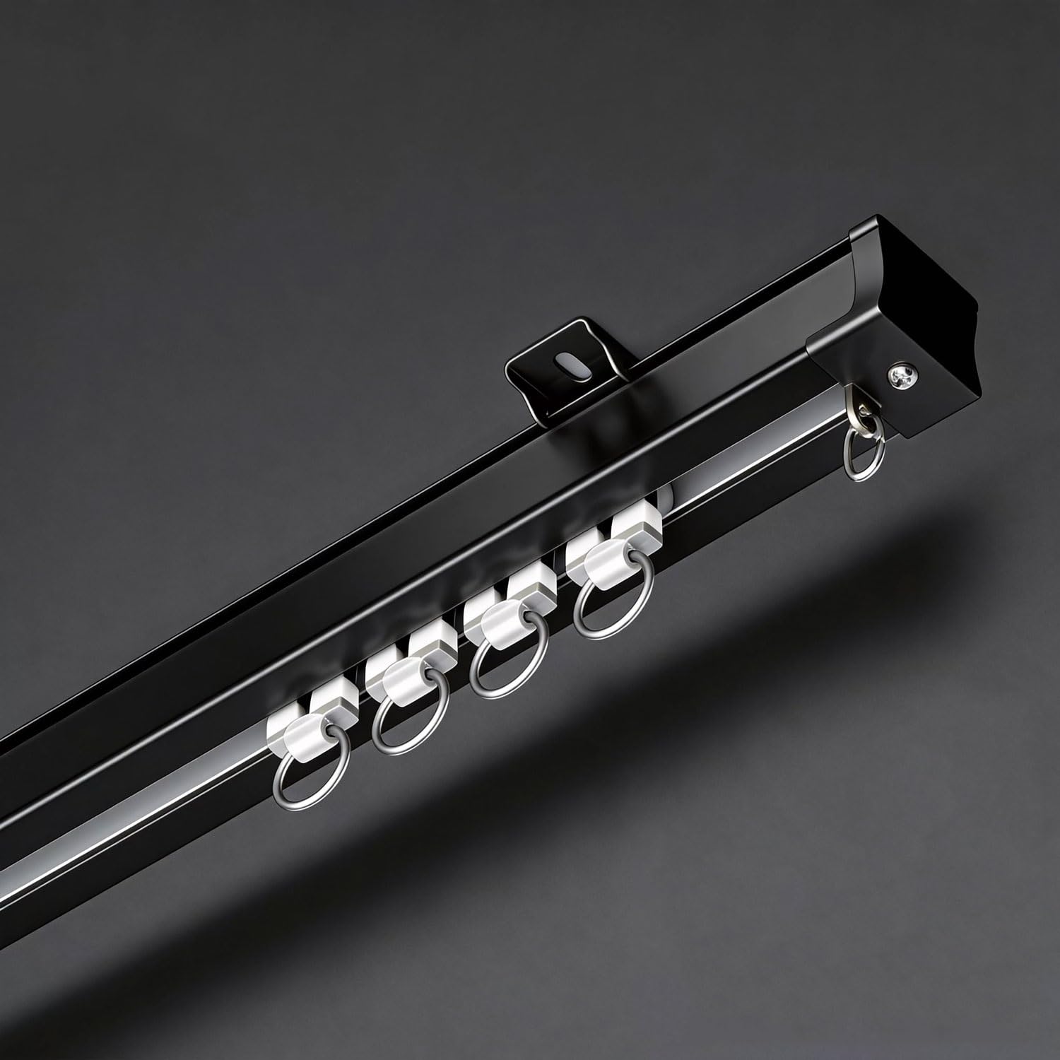 Heavy Du aluminiowy system szyn An Cichy przesuwny sufit szyna do montażu na ścianie z rolkami do salonu sypialni rozdzielacz prysznicowy czarny 14,5 m